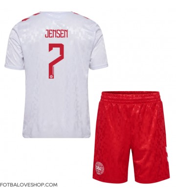 Dánsko Mathias Jensen #7 Dětské Venkovní Dres ME 2024 Krátký Rukáv (+ trenýrky)